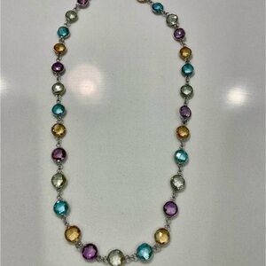 Multi-Gemstone Station Necklace - Rose Cuts in Sterling Sterling